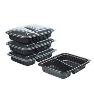 2 Compartments Black Foreign Microwave  Bowl 50pieces